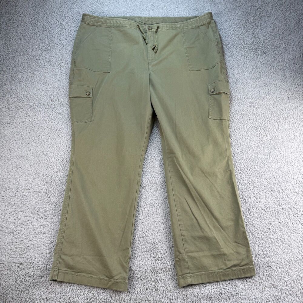 LL Bean Green Cargo Hiking Pants Womens Plus Size 22W Reg (42x29) Favorite Fit